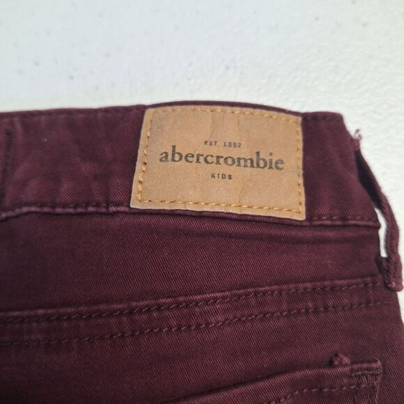 Abercrombie Kids Girls 16 Slim Stretch Jeans Jegging Bergundy Red Faded Knees - Picture 4 of 6